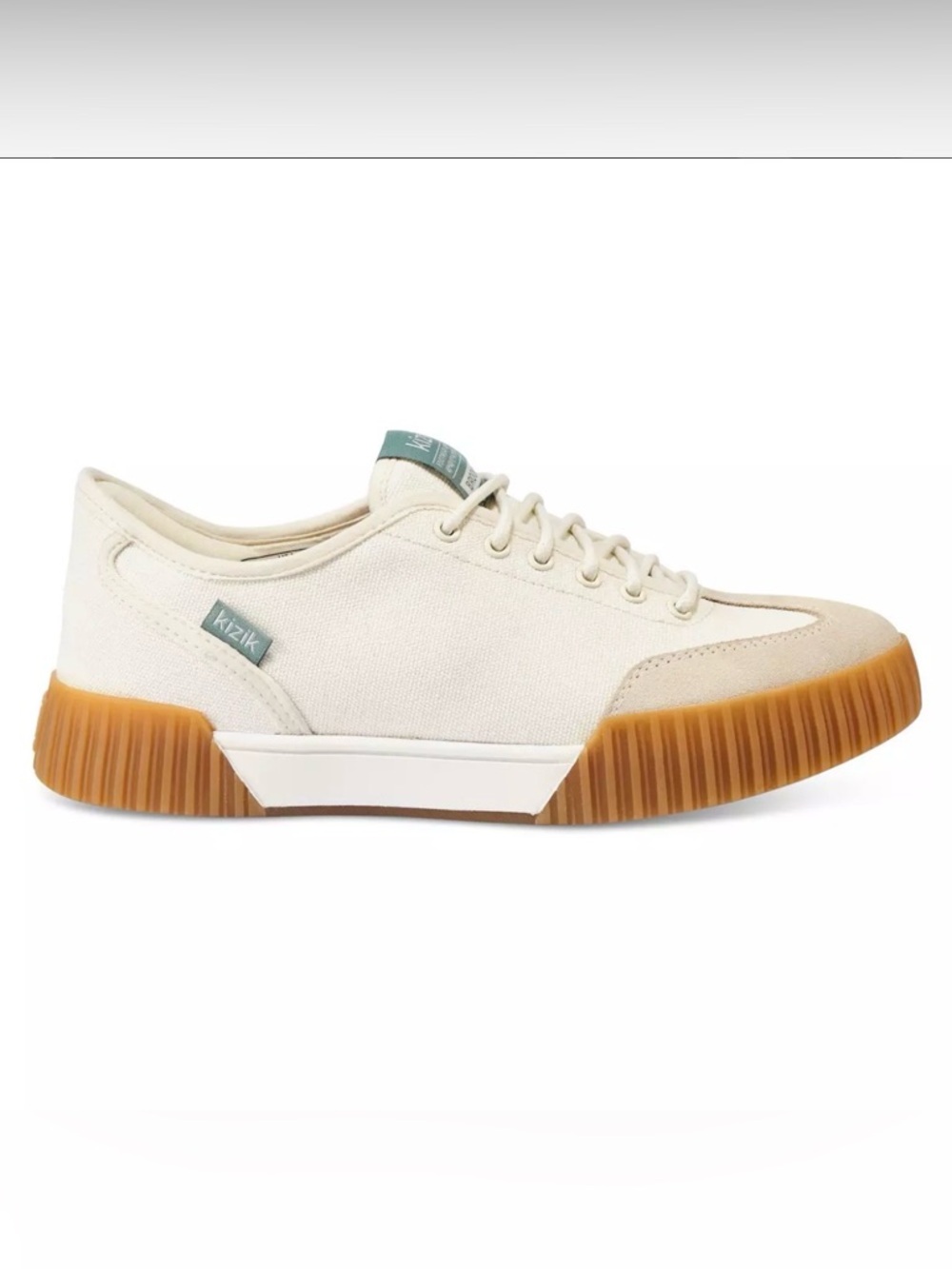 Women’s Kizik Neutral Cream Canvas Low-Top Sneakers with Gum Sole